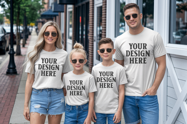 Bella Canvas 3001 Family Group T-Shirt Mockup