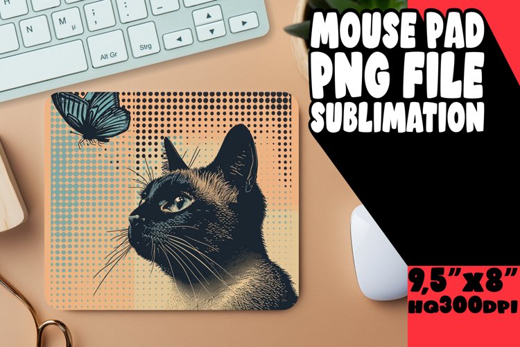 Endearing Cat Sublimation Mouse Pad example image 1