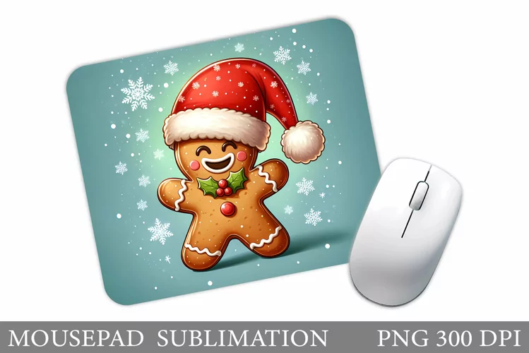 Cute Gingerbread Mouse Pad. Christmas Mouse Pad Design