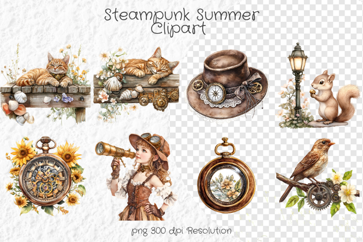 Steampunk Summer Clipart - Summer PNG