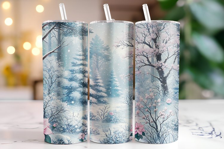 Snowy Trees Tumbler Wrap | Sublimation | Tumblers