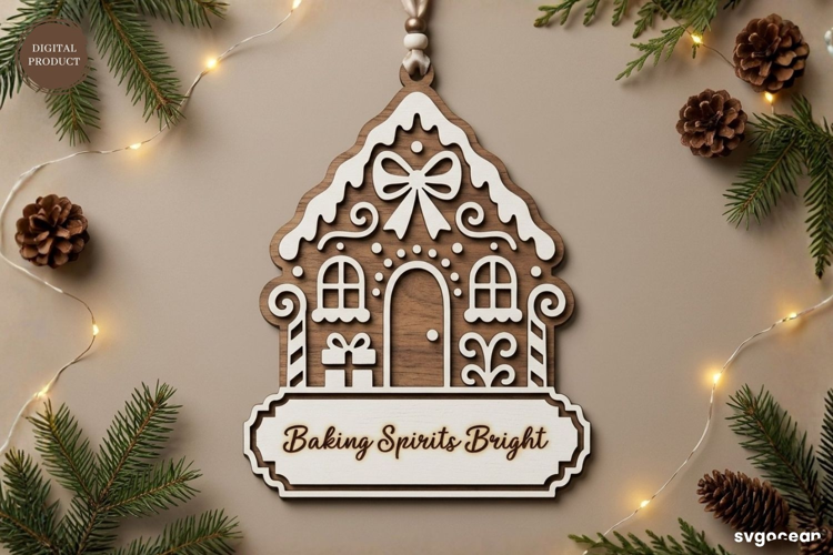 Gingerbread House Ornament laser Cut| Glowforge | SVG