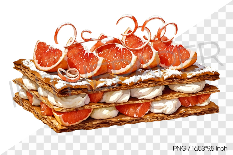 Grapefruit cream mille-feuille PNG Clipart Watercolor Fruit