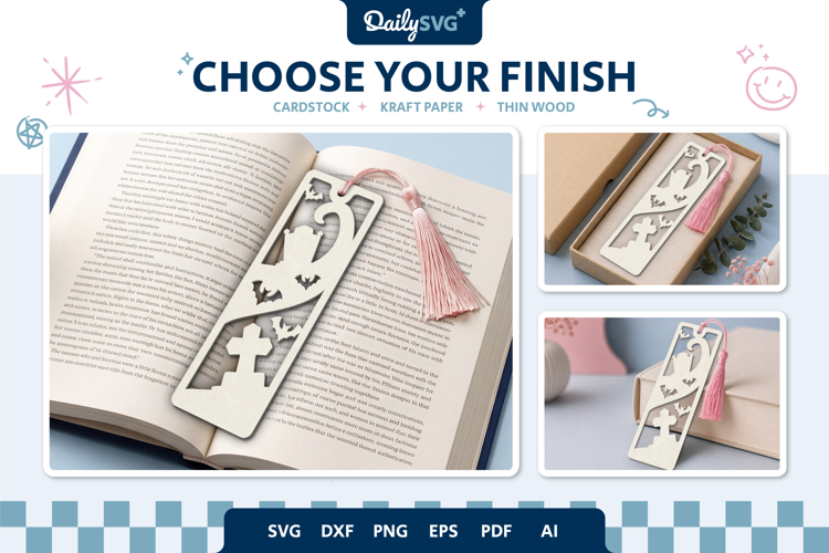 Graveyard Bookmark Halloween SVG