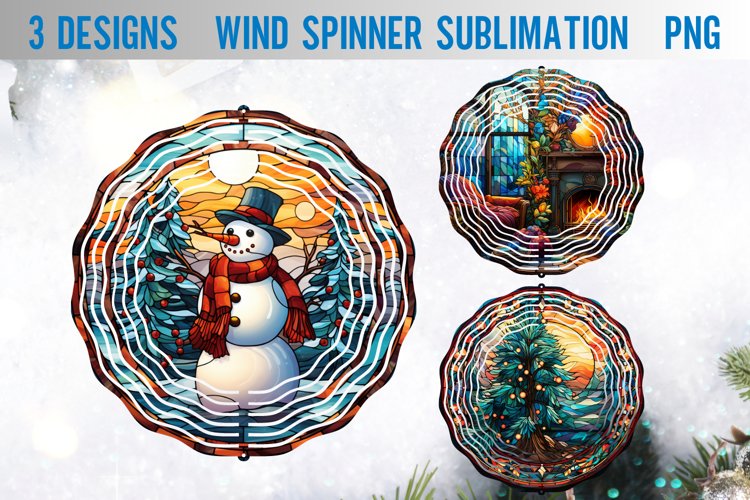 Christmas Stained Glass Wind Spinner Sublimation (2668146)