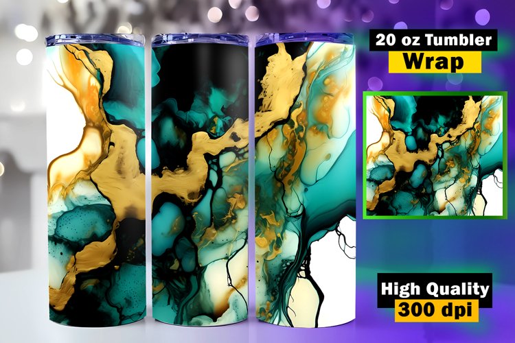 Marble tumbler sublimation. Tumbler wrap Painted tumbler. example image 1