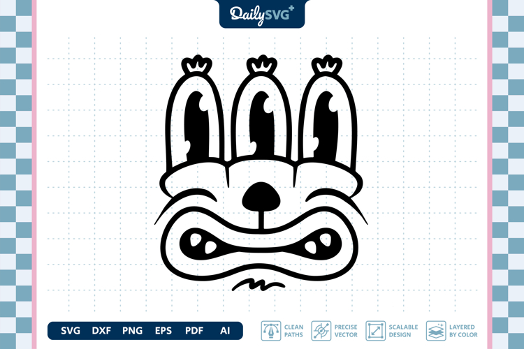 Monster Face SVG - Cartoon Monster Face Cut File