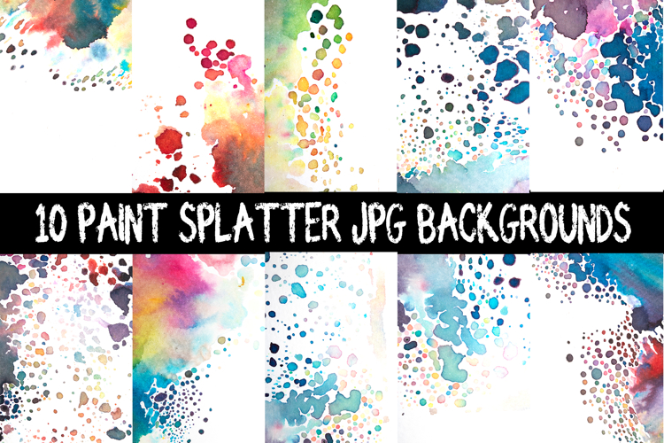 10 Paint splatter JPG Watercolour Rainbow Ink backgrounds