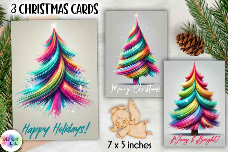 Christmas Tree Greeting Cards, Abstract Christmas Tree Print