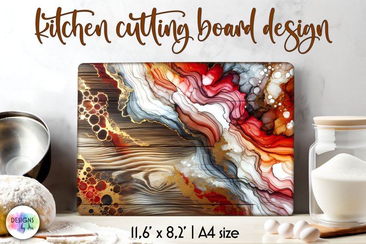 Abstract Cutting Board, Alcohol Ink Wooden Cutting Board