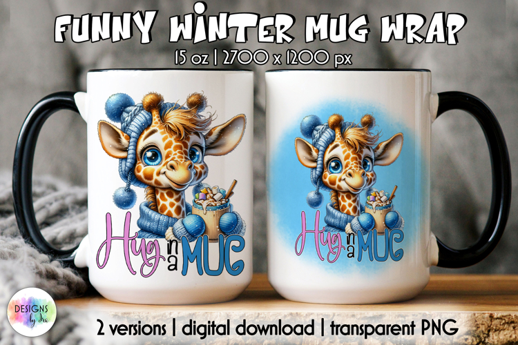 Cute Winter Animals Mag Wrap, Hot Cocoa Mug Wrap PNG