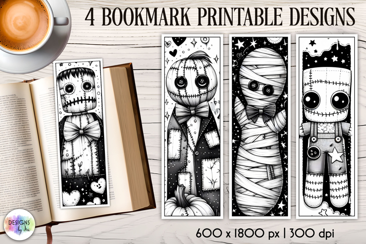 Halloween Bookmarks, Gothic Black and White Bookmarks