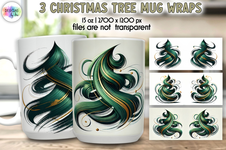 Christmas Tree Mug Wraps, 15 oz Christmas Tree Mug Wrap PNG