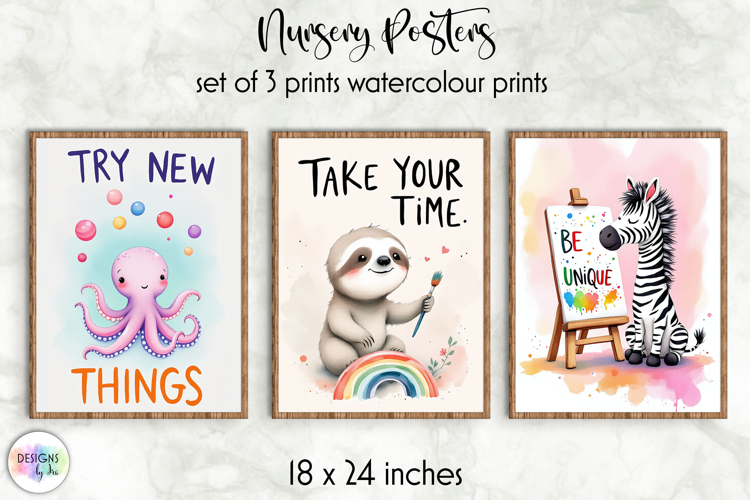 Cute Animal Nursery Posters, Inspirational Kids Wall Art