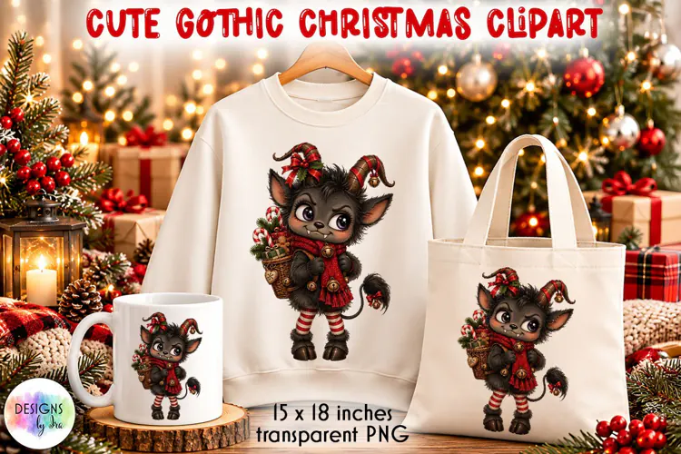 ute Gothic Baby Krampus Christmas PNG, Christmas Clipart