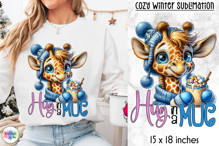 Cute Winter Animal Sublimation, Hot Cocoa Quote PNG, Cozy
