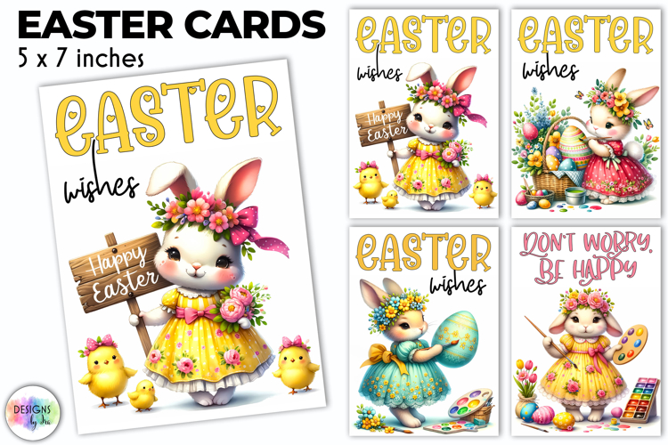 Easter Bunny Greeting Cards Cute Boho Printable, Hippie PNG