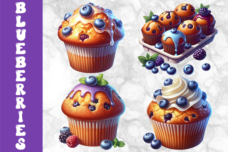 Blueberry Muffins Bakery Clipart