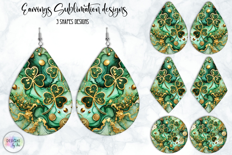 St. Patrick’s Day Earrings Sublimation, Lucky Clover Art