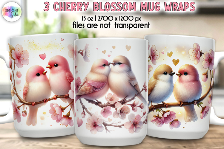 Cherry Blossom Mug Wrap, Sakura Floral Spring Mug Designs