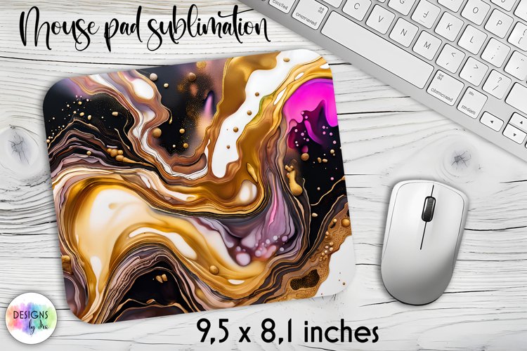 Abstract Fluid Art Mouse Pad, Marble Texture Mouse Pad Print example image 1