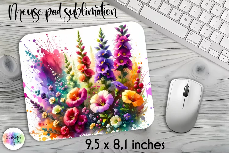 Summer Flowers Mouse Pad. Floral Mouse Pad Design