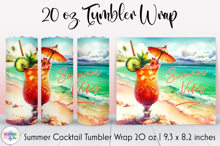 Summer Cocktail Tumbler Wrap, Tropical Summer, Summer Vibes example image 1