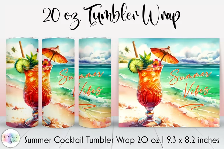 Summer Cocktail Tumbler Wrap, Tropical Summer, Summer Vibes
