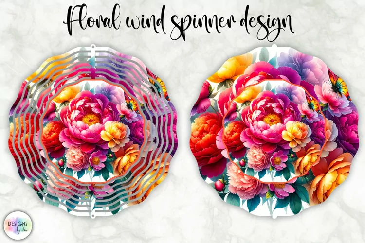 Spring Flowers Wind Spinner | Peony and Sunflowers Design