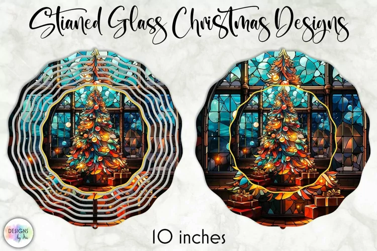 Christmas Tree Stained Glass Wind Spinner Sublimation