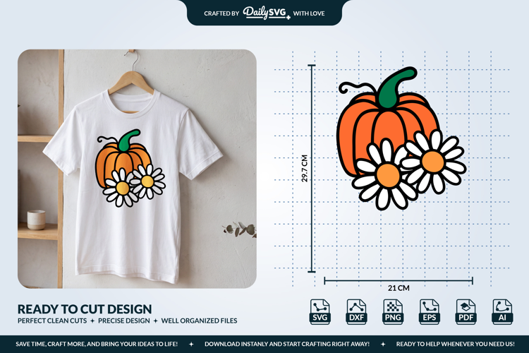 Pumpkin and Daisies SVG
