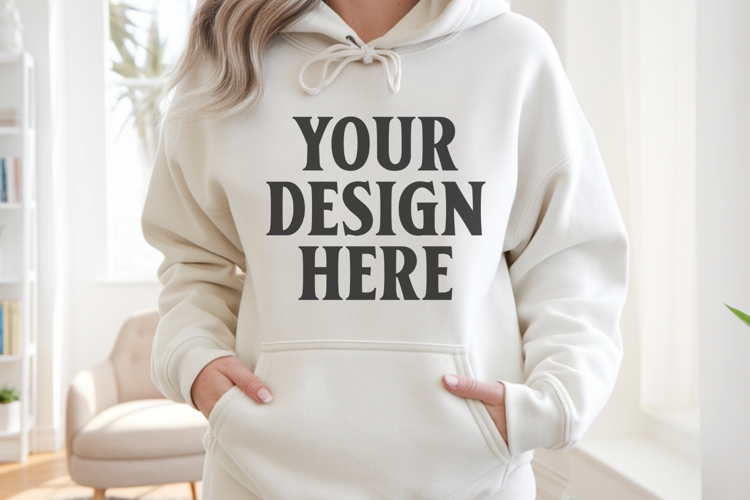 Sand Gildan 18500 Hoodie Mockup, Unisex Sweatshirt Mockup