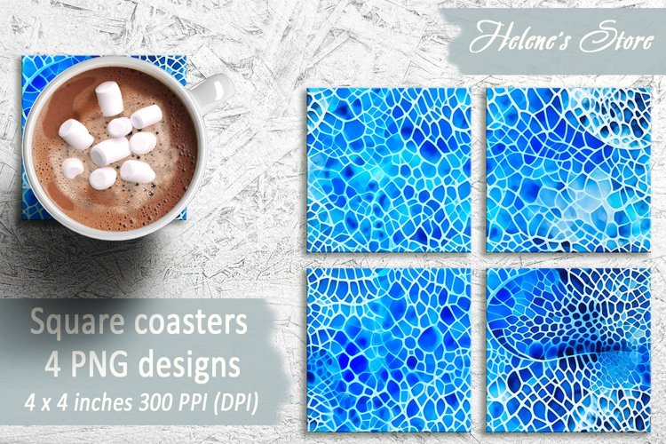Christmas coaster designs| blue sublimation |Square coasters example image 1