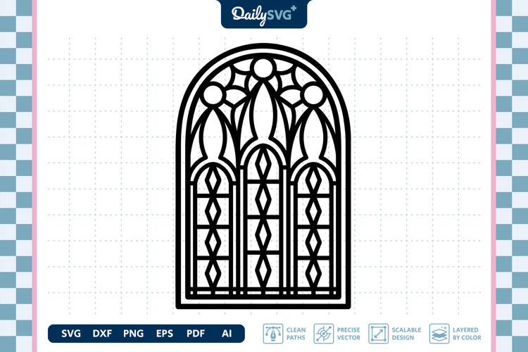 Victorian Gothic Window SVG Ornamental Architecture Cut File example image 1