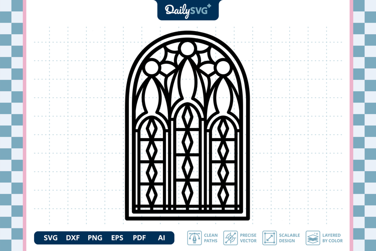 Victorian Gothic Window SVG Ornamental Architecture Cut File