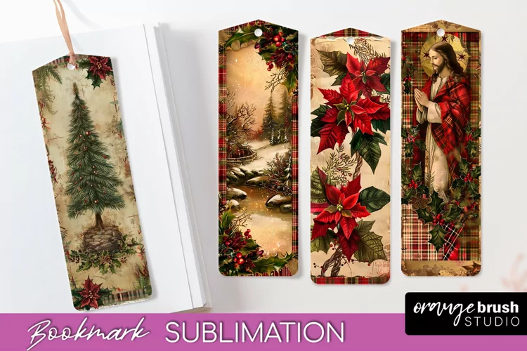 Vintage Christmas Bookmark - Retro Christmas Bookmarks PNG