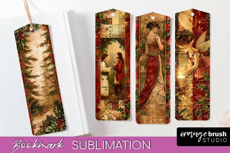 Vintage Christmas Bookmark - Retro Christmas Bookmarks PNG