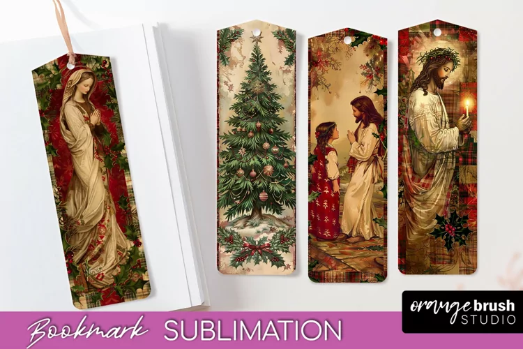 Vintage Christmas Bookmark - Retro Christmas Bookmarks PNG