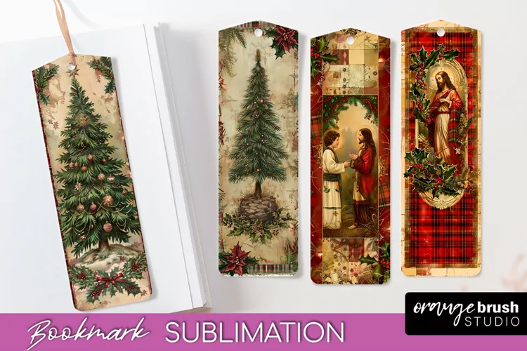 Vintage Christmas Bookmark - Retro Christmas Bookmarks PNG