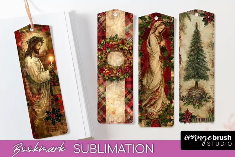 Vintage Christmas Bookmark - Retro Christmas Bookmarks PNG
