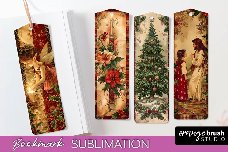 Vintage Christmas Bookmark - Retro Christmas Bookmarks PNG