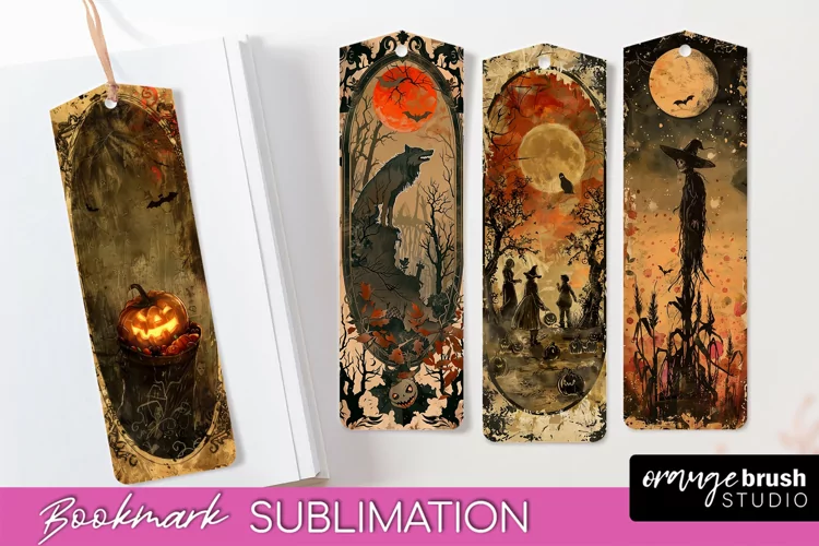 Vintage Halloween Bookmark - Printable Scrapbook Bookmarks