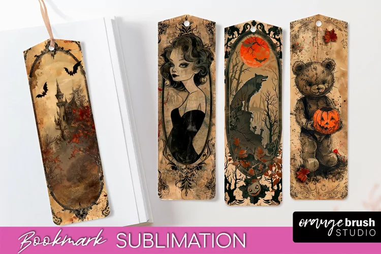 Vintage Halloween Bookmark - Printable Scrapbook Bookmarks