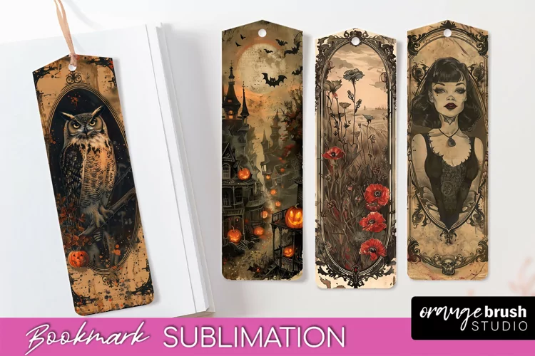 Vintage Halloween Bookmark - Printable Scrapbook Bookmarks