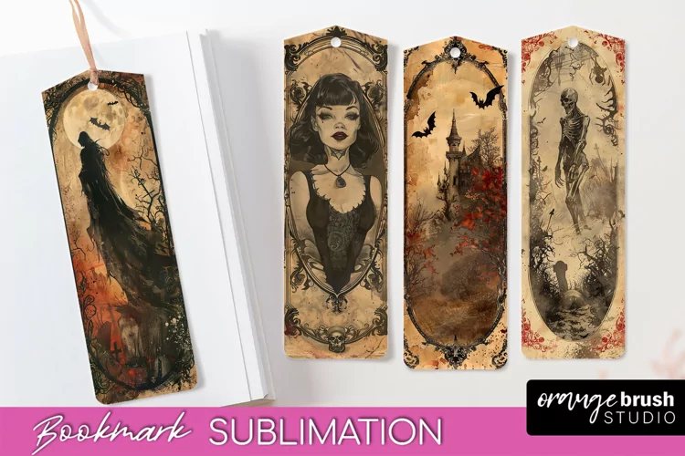 Vintage Halloween Bookmark - Printable Scrapbook Bookmarks