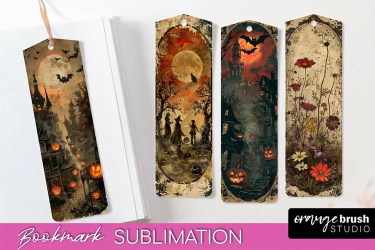 Vintage Halloween Bookmark - Printable Scrapbook Bookmarks