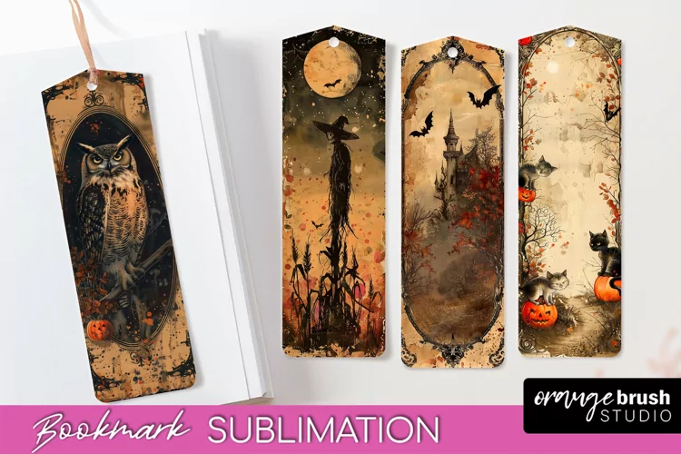 Vintage Halloween Bookmark - Printable Scrapbook Bookmarks