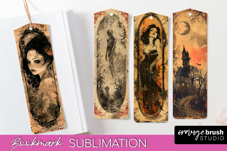 Vintage Halloween Bookmark - Printable Scrapbook Bookmarks