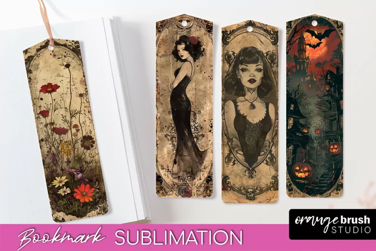Vintage Halloween Bookmark - Printable Scrapbook Bookmarks