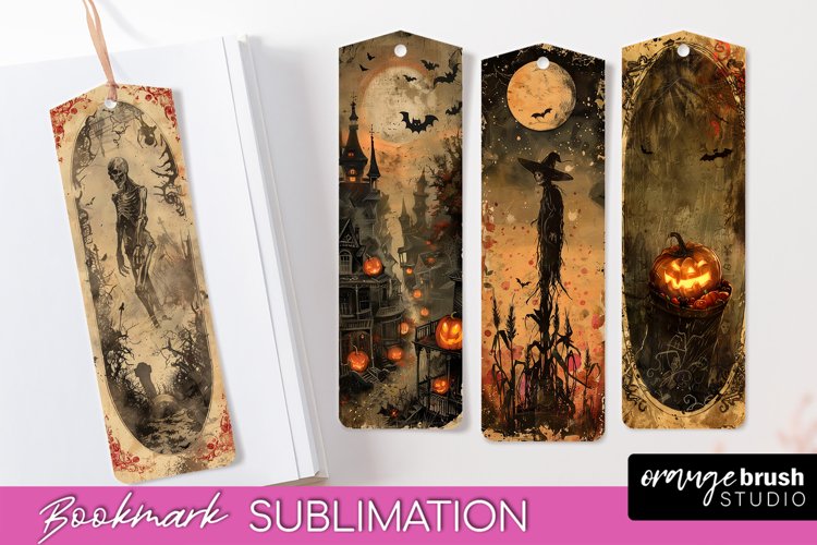 Vintage Halloween Bookmark - Printable Scrapbook Bookmarks